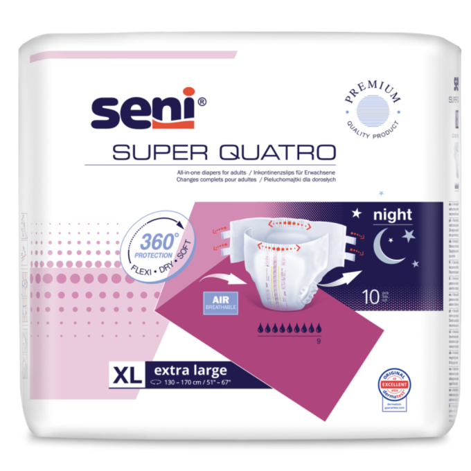 Seni Super Quatro XL 10ks plenk. kalhotky s lepítky (balení)