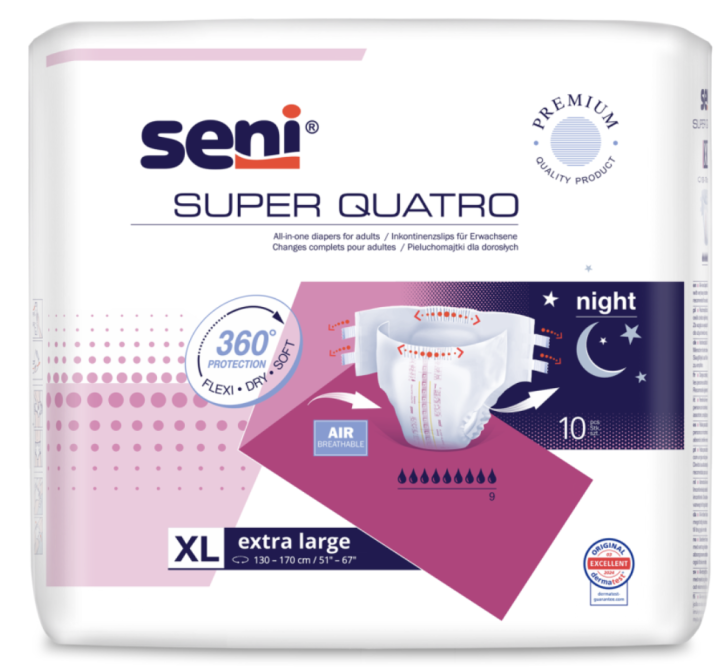 Seni Super Quatro XL 10ks plenk. kalhotky s lepítky (balení)
