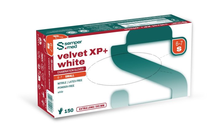 Rukavice Sempermed Velvet XP+white S/150ks (balení)