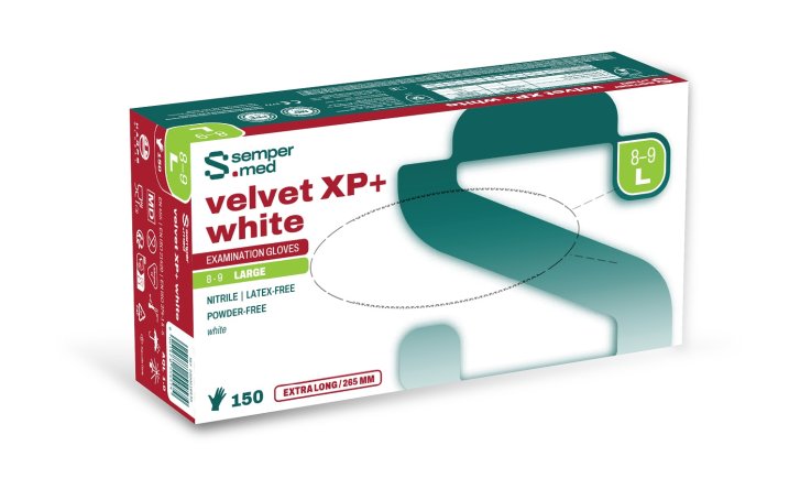 Rukavice Sempermed Velvet XP+white L/150ks (balení)