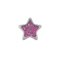 Náušnice-6mm Hvězda s glitry - růžová (236) 
