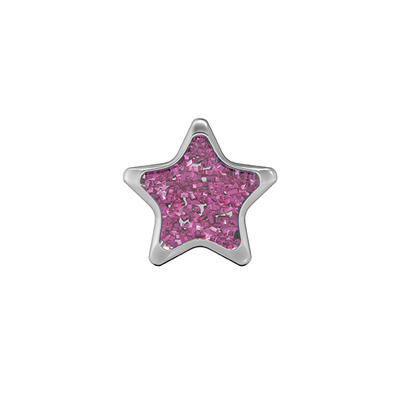 Náušnice-6mm Hvězda s glitry - růžová (236)  - 1